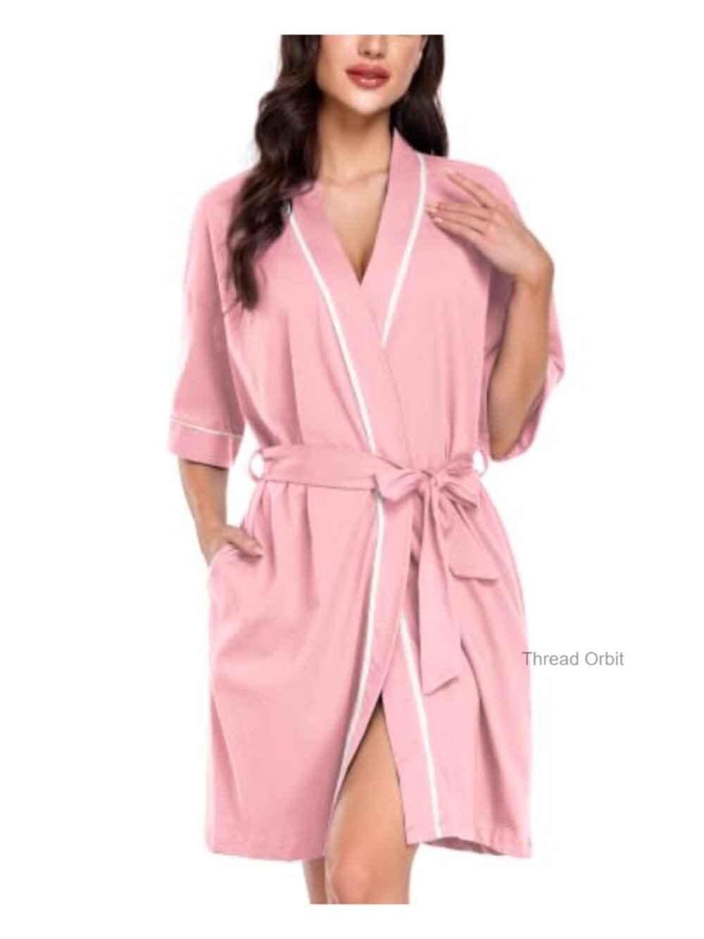 100% Cotton Kimono Robe Short Sleeve Lightweight with Pockets